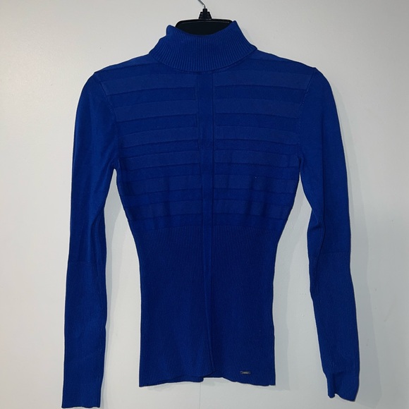 Morgan De Toi Top Turtleneck Fitted Long Sleeve Blue Sweater Y2K Small - Picture 2 of 7